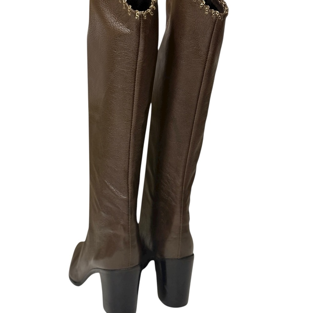 SCHUTZ Women's Valy Pull-On High Heel Over-the-Knee with a fine chain design. - Picture 3 of 16